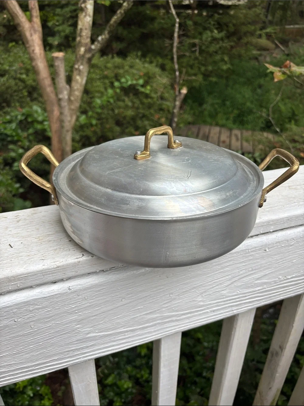 Pensofal Vintage Casserole Pan with Brass Tone Handles and Quality Aluminum Base